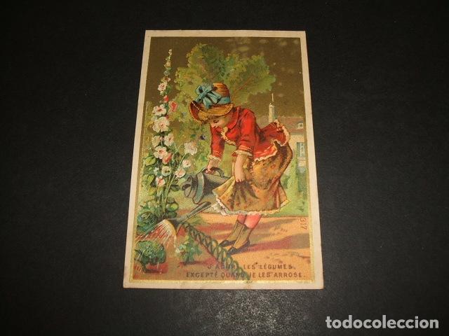 Coleccionismo cromos antiguos: CROMO SIGLO XIX MUJER REGANDO - Foto 1