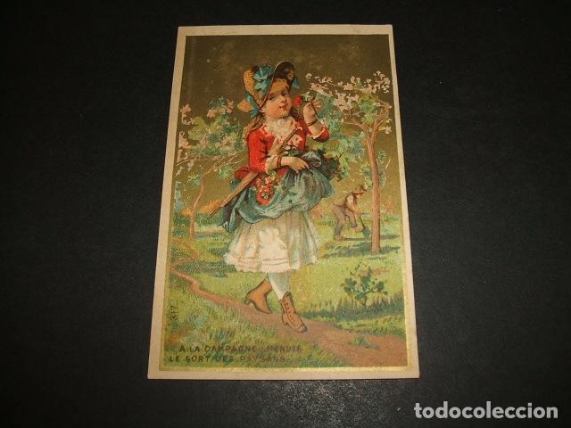 Coleccionismo cromos antiguos: CROMO SIGLO XIX MUJER EN EL CAMPO - Foto 1