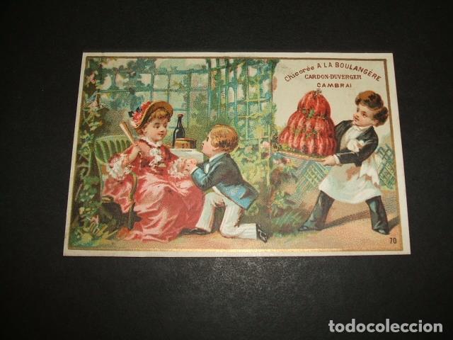 Coleccionismo cromos antiguos: CROMO SIGLO XIX PAREJA Y PASTEL - Foto 1
