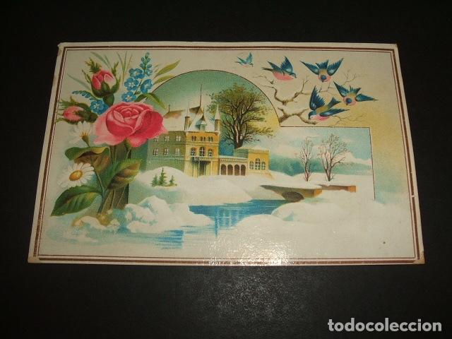 Collectionnisme Cartes &agrave; collectionner anciennes: CROMO SIGLO XIX PAISAJE Y PAJAROS