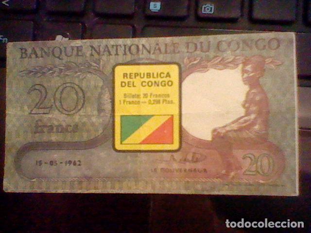 Coleccionismo Cromos antiguos: cromo billete promocional bimbo billetes mundo republica congo 20 francos