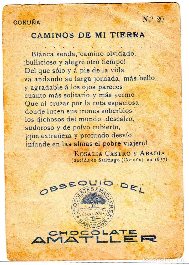 Coleccionismo cromos antiguos: CORU&Ntilde;A CROMO CHOCOLATE AMATLLER - Foto 2