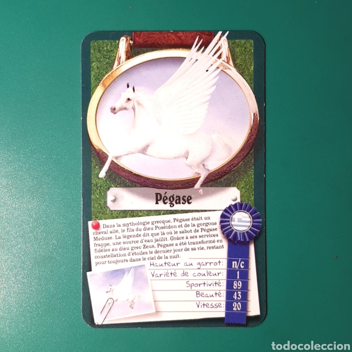 Coleccionismo cromos antiguos: Cromo card TOP TRUMPS FR. - CABALLOS &bull; PEGASE - Foto 1