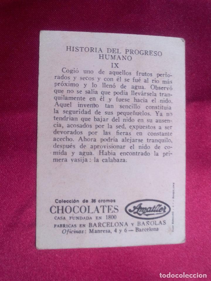 Coleccionismo cromos antiguos: CROMO HISTORIA DEL PROGRESO HUMANO. N&ordm; IX. CHOCOLATES AMATLLER - Foto 2