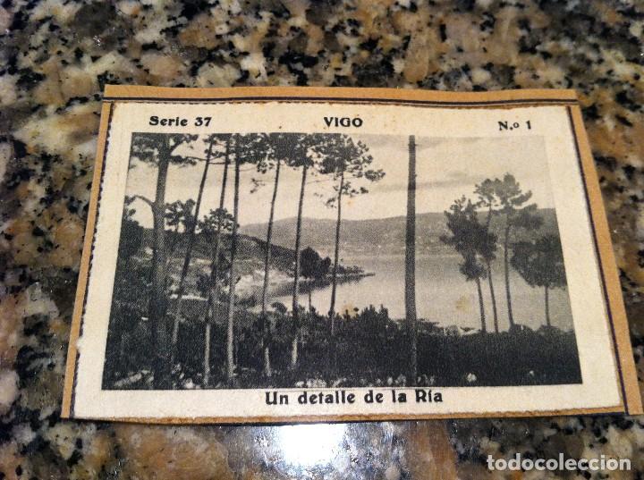 Collectable Antique Stickers: CROMO BELLEZAS DE GALICIA (VIGO, SERIE 37, N&ordm; 1) DETALLE R&Iacute;A (PEGADO AL CART&Oacute;N ORIGINAL)