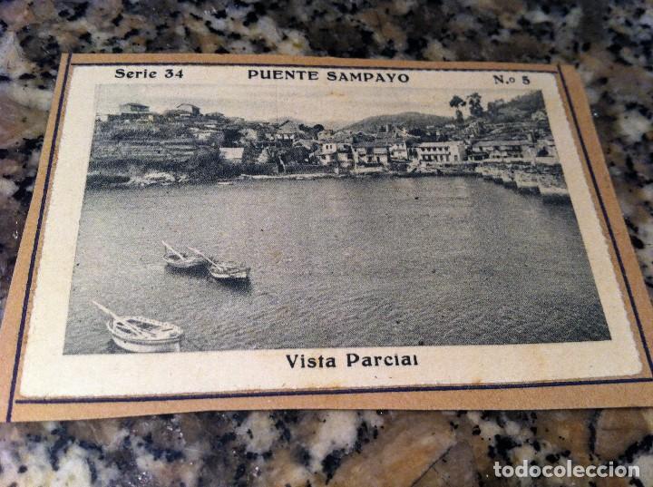 Collectable Antique Stickers: CROMO BELLEZAS DE GALICIA (PUENTE SAMPAYO, SERIE 34, N&ordm; 5) VISTA GENERAL (PEGADO AL CART&Oacute;N ORIGINAL)