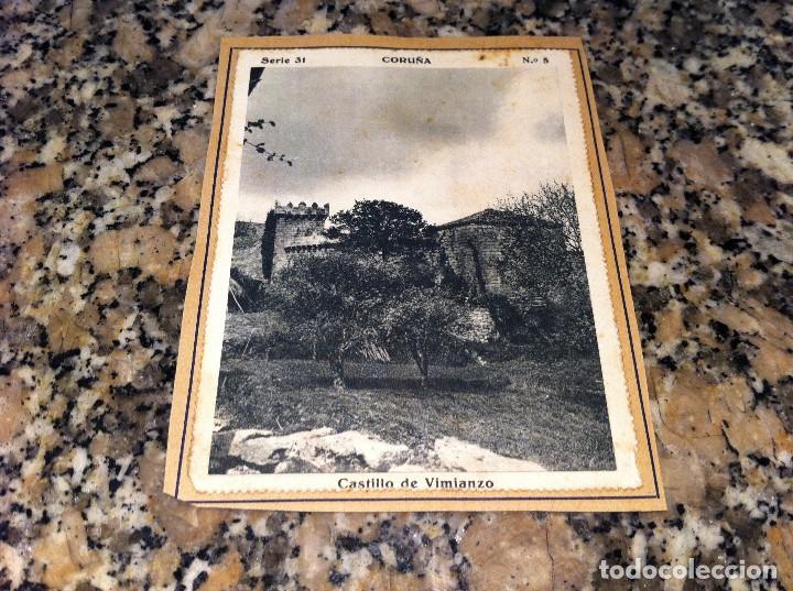 Collectable Antique Stickers: CROMO BELLEZAS DE GALICIA (CORU&Ntilde;A SERIE 31, N&ordm; 5) CASTILLO VIMIANZO (PEGADO AL CART&Oacute;N ORIGINAL)
