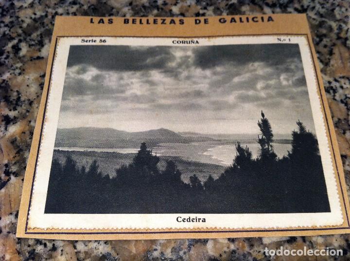 Collectable Antique Stickers: CROMO BELLEZAS DE GALICIA (CORU&Ntilde;A SERIE 56, N&ordm; 1) CEDEIRA (PEGADO AL CART&Oacute;N ORIGINAL)