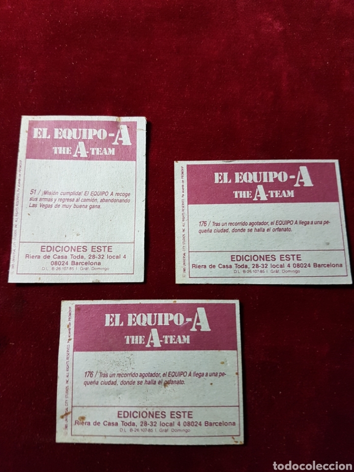 Coleccionismo cromos antiguos: 3 cromos Equipo A - Foto 2