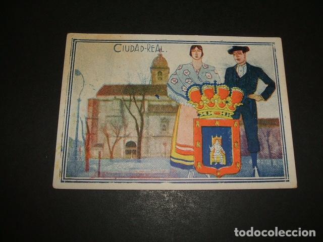 Coleccionismo Cromos antiguos: CIUDAD REAL TIPOS Y ESCUDO DE LA PROVINCIA CROMO A&Ntilde;OS 30 ART DEC&Oacute;