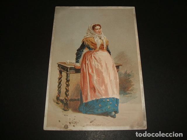 Coleccionismo cromos antiguos: BARCELONA LITOGRAFIA VERDAGUER CROMOLITOGRAFIA TIPO DE MUJER CATALANA 10 X 14,5 CMTS SIGLO XIX