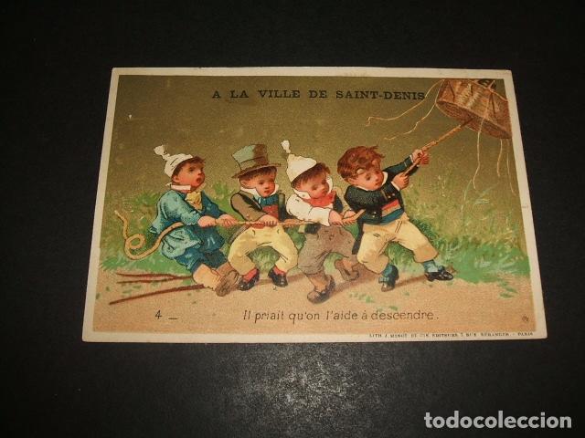 Coleccionismo cromos antiguos: NI&Ntilde;OS CON GLOBO CROMO SIGLO XIX