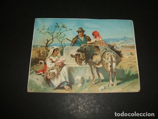 Coleccionismo cromos antiguos: ESCENA CAMPESTRE EN LA FUENTE CROMO SIGLO XIX
