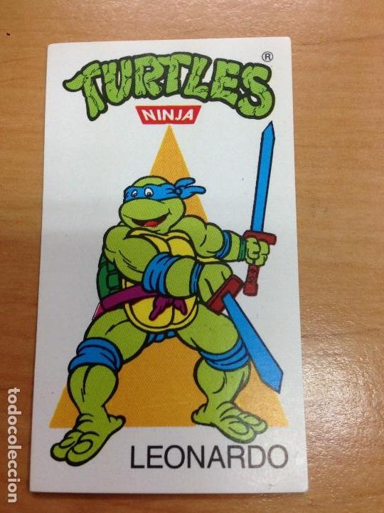 Coleccionismo Cromos antiguos: CROMO ADHESIVO TURTLES NINJA LEONARDO CON TRASERA NO PANRICO NO CROPAN NO BIMBO