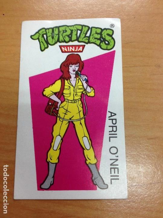 Coleccionismo Cromos antiguos: CROMO ADHESIVO TURTLES NINJA APRIL O'NEIL  CON TRASERA NO PANRICO NO CROPAN NO BIMBO