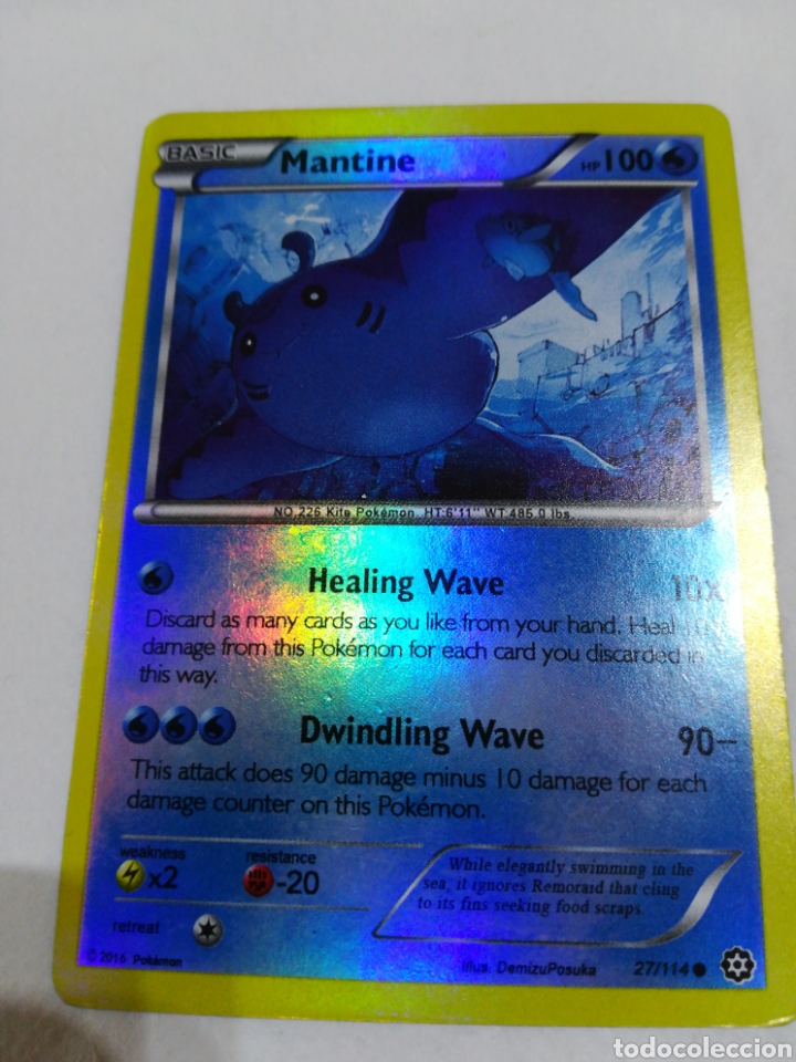 Coleccionismo cromos antiguos: Mantine basic carta Pok&eacute;mon en ingl&eacute;s. Hp 100 n&deg;226 27/114. Healing wave dwindling