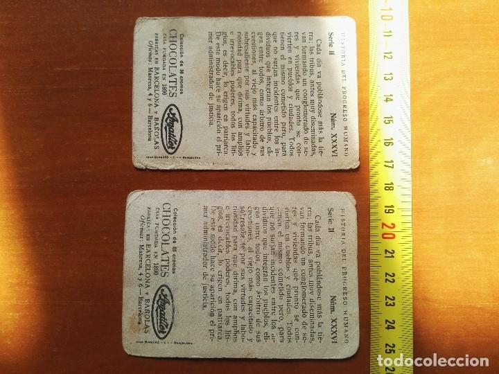 Coleccionismo cromos antiguos: 2 cromos de Historia del progreso humano de Chocolate Amatller n&ordm;36 - Foto 2