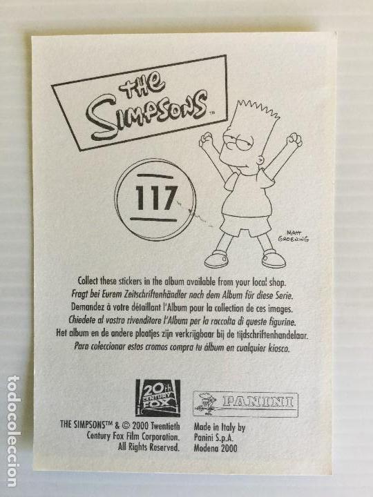 Coleccionismo cromos antiguos: Cromo de Los Simpson N&ordm;117 Panini a&ntilde;o 2000 - Foto 2