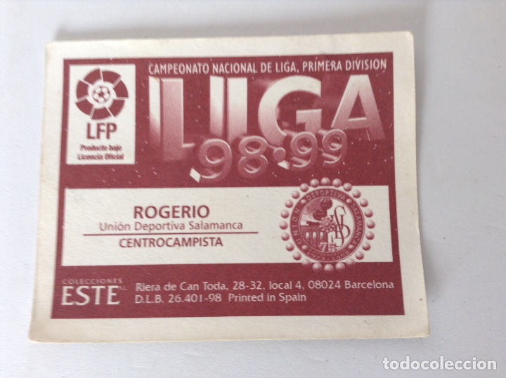 Coleccionismo cromos antiguos: Liga 98-99 Rogerio - Foto 2
