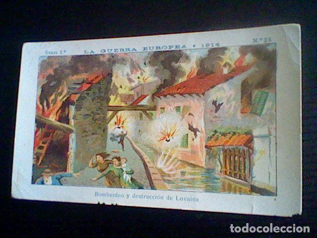 Coleccionismo Cromos antiguos: militaria Gran Guerra Europea 1914 promocional chocolate Amatller n&ordm; 23 DESTRUCCION LOVAINA