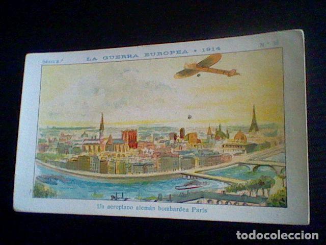 Coleccionismo Cromos antiguos: militaria Gran Guerra Europea 1914 promocional chocolate Amatller n&ordm; 33 BOMBARDEO PARIS