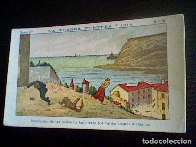 Coleccionismo Cromos antiguos: cromo militaria Gran Guerra Europea 1914 promocional chocolate Amatller n&ordm; 58 bombardeo Inglaterra