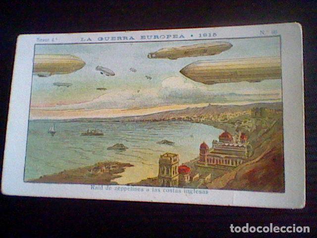 Coleccionismo Cromos antiguos: cromo militaria Gran Guerra Europea 1914 promocional chocolate Amatller n&ordm; 66 Zeppelines a Inglaterr