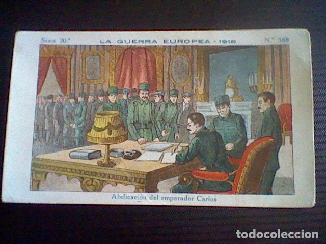 Coleccionismo Cromos antiguos: cromo militaria Gran Guerra Europea 1918 promocion chocolate Amatller n&ordm; 388 abicacion Carlos  *