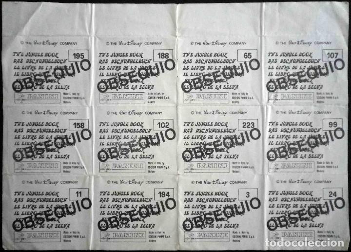 Coleccionismo cromos antiguos: L&aacute;mina con 12 cromos de El libro de la Selva Obsequio de Panini y TP - Foto 2
