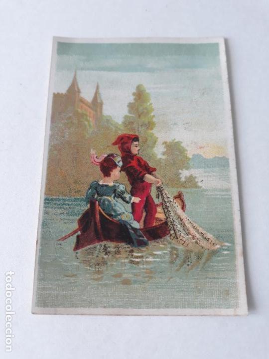 Sammeln alte Sammelbilder: Cromo siglo XIX pescando en barca