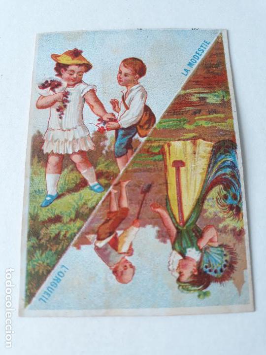 Coleccionismo cromos antiguos: Cromo siglo XIX virtudes y defectos - Foto 1