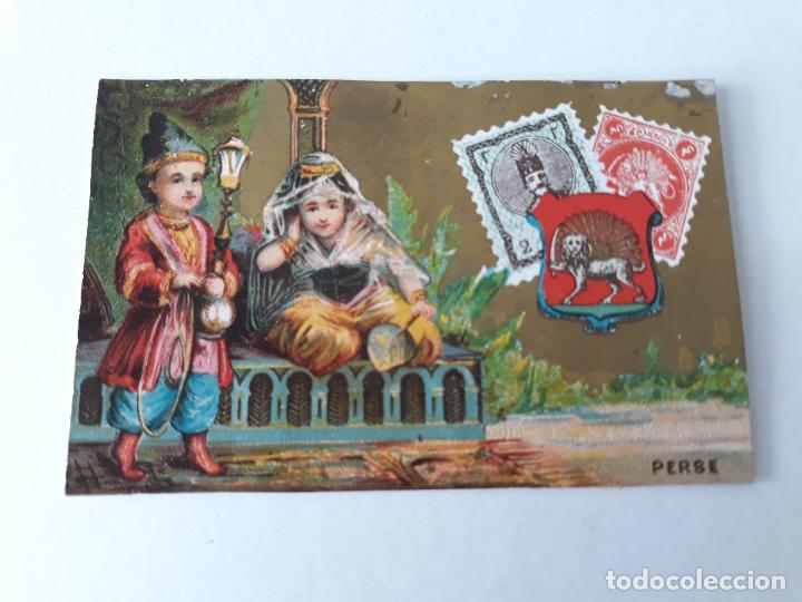 Sammeln alte Sammelbilder: Cromo siglo XIX tipos y sellos de Persia