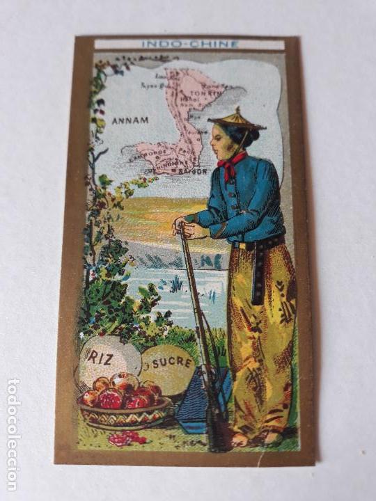 Colecionismo Cromos antigos: Indochina tipo y mapa cromo siglo XIX