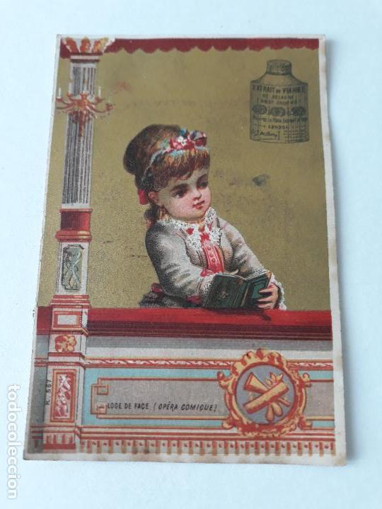 Coleccionismo cromos antiguos: Dama en el teatro cromo siglo XIX - Foto 1