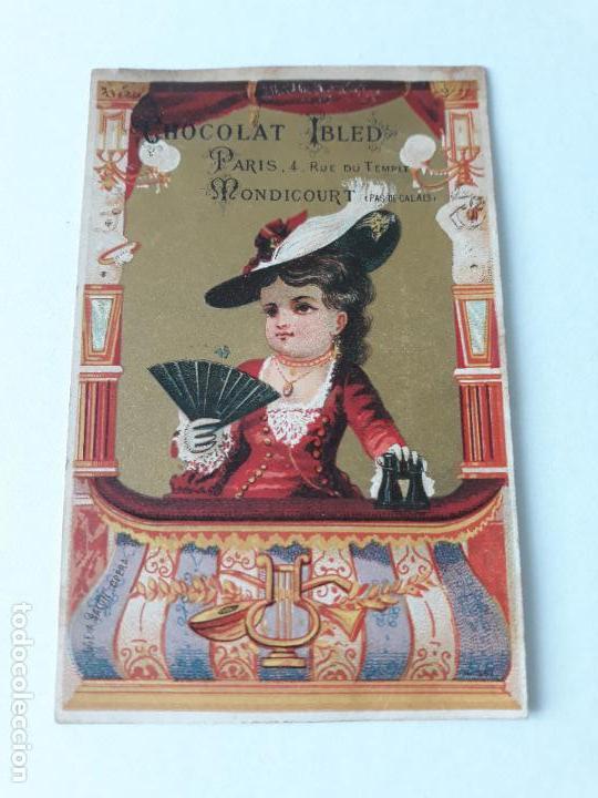 Colecionismo Cromos antigos: Dama en el teatro cromo siglo XIX