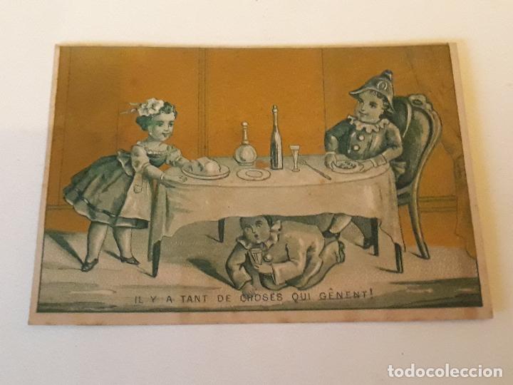 Coleccionismo cromos antiguos: Arlequines comiendo cromo siglo XIX - Foto 1