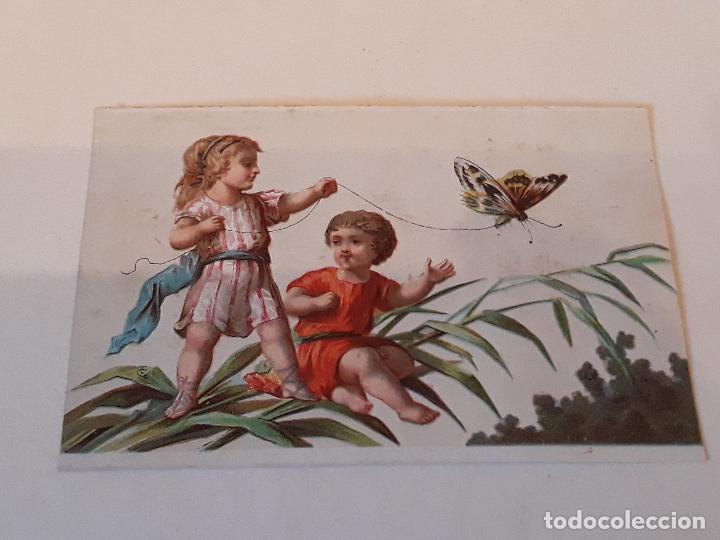 Coleccionismo cromos antiguos: Ni&ntilde;os e insectos cromo siglo XIX - Foto 1