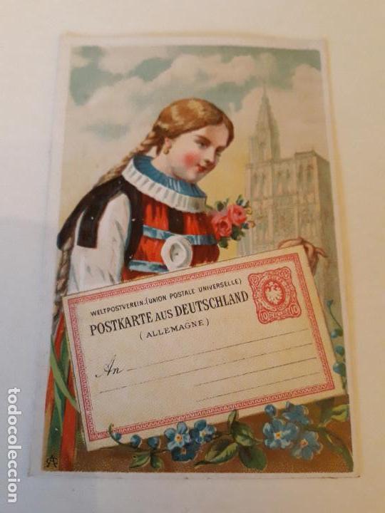 Collectable Antique Stickers: ALEMANIA TIPO DE MUJER Y POSTAL CROMO SIGLO XIX