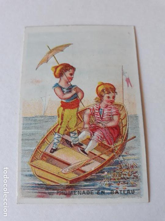 Sammeln alte Sammelbilder: PASEO EN BARCA CROMO SIGLO XIX