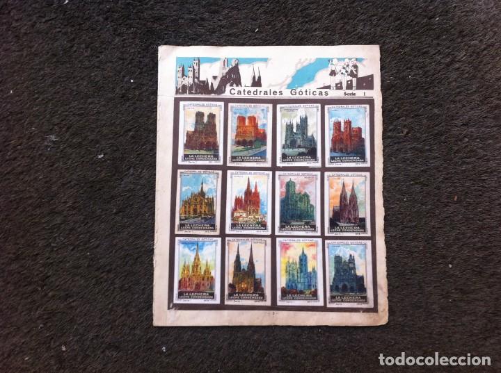 Coleccionismo Cromos antiguos: HOJA CON CROMOS DEL &Aacute;LBUM DE NESTL&Eacute; (A&Ntilde;OS 30) CATEDRALES G&Oacute;TICAS - ANIMALES FEROCES. 24 CROMOS