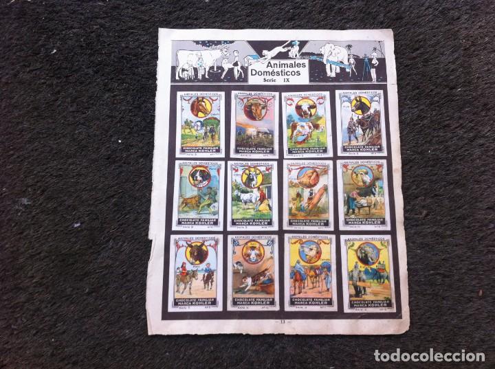 Collectable Antique Stickers: HOJA CON CROMOS DEL &Aacute;LBUM DE NESTL&Eacute; (A&Ntilde;OS 30) MARIPOSAS - ANIMALES DOM&Eacute;STICOS. 24 CROMOS