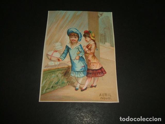 Coleccionismo cromos antiguos: NI&Ntilde;AS EN ESCAPARATE CROMO SIGLO XIX - Foto 1