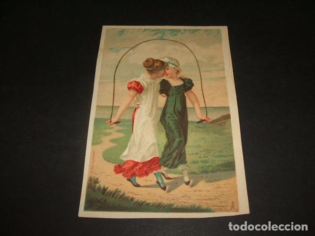 Coleccionismo cromos antiguos: NI&Ntilde;AS SALTANDO LA COMBA CROMO SIGLO XIX - Foto 1