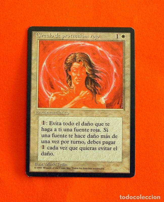 Coleccionismo cromos antiguos: Magic The Gathering - C&iacute;rculo de protecci&oacute;n Rojo, Encantamiento - Deckmaster 1995 - Foto 1