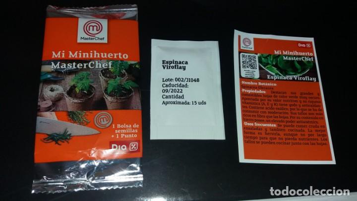 Coleccionismo Cromos antiguos: Sobre de Semillas MASTERCHEF MASTER CHEF ESPINACA sin punto supermercado tienda DIA mi minihuerto