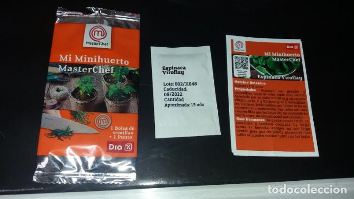 Coleccionismo Cromos antiguos: Sobre de Semillas MASTERCHEF MASTER CHEF ESPINACA sin punto supermercado tienda DIA mi minihuerto