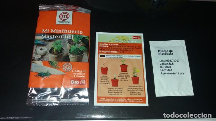 Coleccionismo Cromos antiguos: Sobre de Semillas HINOJO MASTERCHEF MASTER CHEF sin punto supermercado tienda DIA mi minihuerto