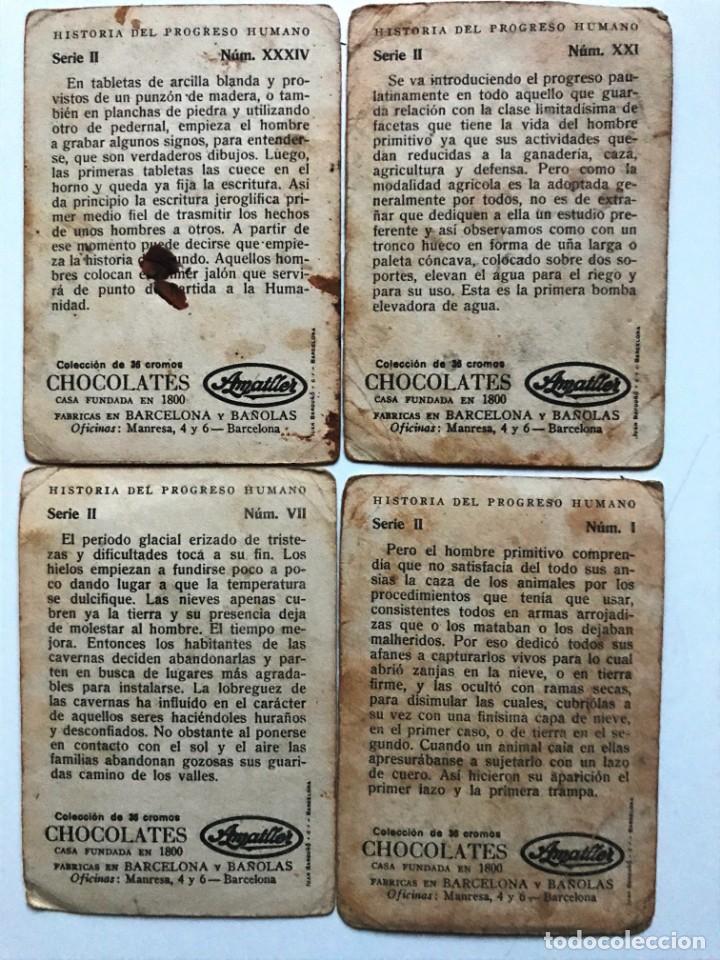 Coleccionismo cromos antiguos: HISTORIA DEL PROGRESO HUMANO 4 CROMOS SERIE II CHOCOLATES AMATLLER - Foto 2