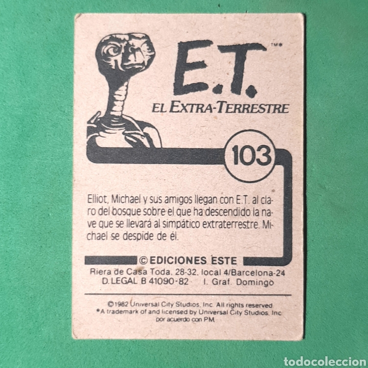 Coleccionismo cromos antiguos: (C-A02) - CROMO EDICIONES ESTE 1982 - E.T. EL EXTRA-TERRESTRE - N&deg;103 - Foto 2