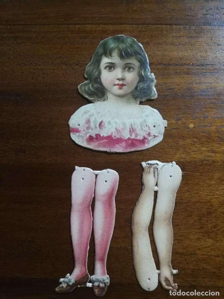Collectionnisme Cartes &agrave; collectionner anciennes: Cromo de MU&Ntilde;ECA para vestir (A) - Juego de hace 100 a&ntilde;os - Cabeza y busto + piernas + brazos